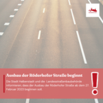 Ausbau der Röderhofer Straße beginnt Ausbau der Röderhofer Straße beginnt
