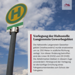 Haltestelle Gewerbegebiet wird ersatzweise verlegt